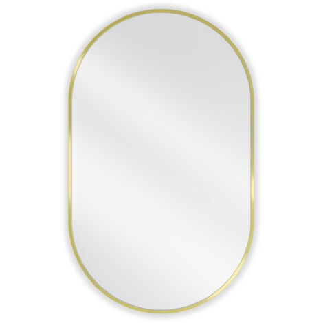 Miroir mural ovale Silla, miroir salle de bain 90x55 cm, cadre design, Doré