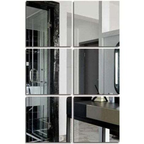Miroir mural pleine longueur (verre, 6''x6''x 6PCS), carreaux de miroir sur toute la longueur pour porte, chambre à coucher, salle de sport à domicile