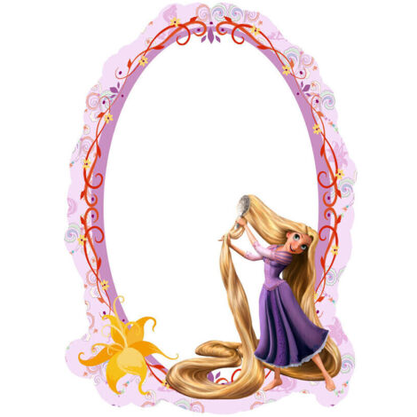 Miroir mural Princesse Raiponce Disney 15x22 cm – Feuilles d'acrylique – Fixations adhésives incluses – Décoration chambre enfant – Ag Art
