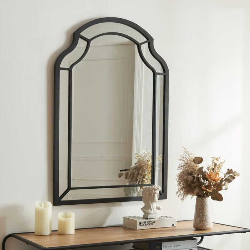 Miroir mural Puolanka mdf 90 x 60 cm noir [en.casa]