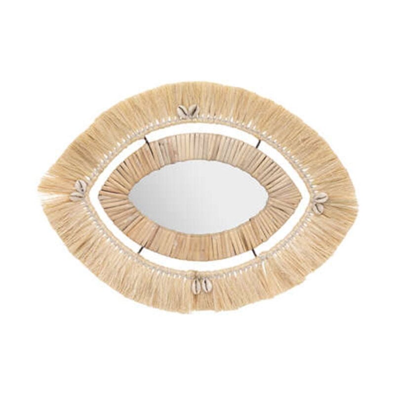 Miroir Mural Raphia "Tropique Australe" 44cm Beige