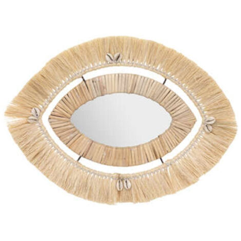 Miroir Mural Raphia "Tropique Australe" 44cm Beige