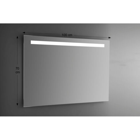 Miroir mural rectangulaire 100x70 cm épaisseur 4 mm éclairage LED