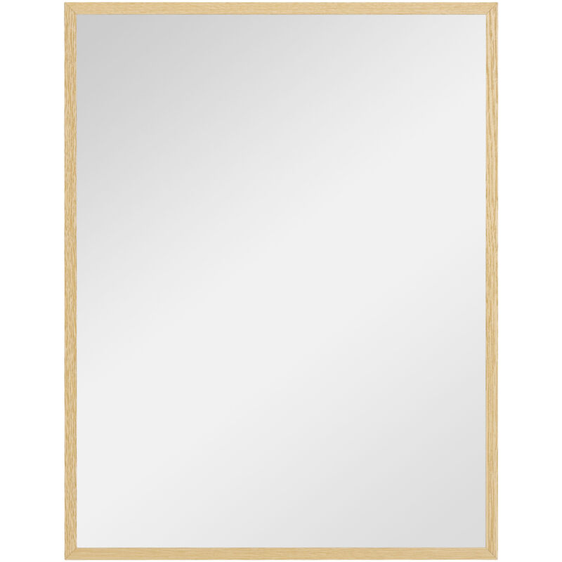 Miroir mural rectangulaire dim. 70L x 90H cm cadre mdf aspect bois clair
