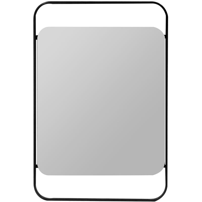 Miroir mural rectangulaire et arrondi, 90x60, avec contour métallique noir