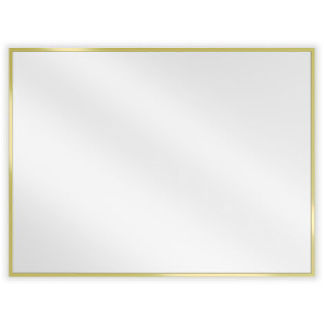Miroir mural rectangulaire Silla, miroir salle de bain 80x60 cm, cadre design, Doré