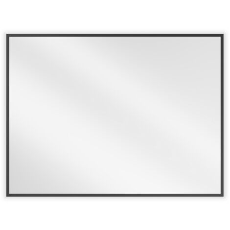 Miroir mural rectangulaire Silla, miroir salle de bain 80x60 cm, cadre design, Noir
