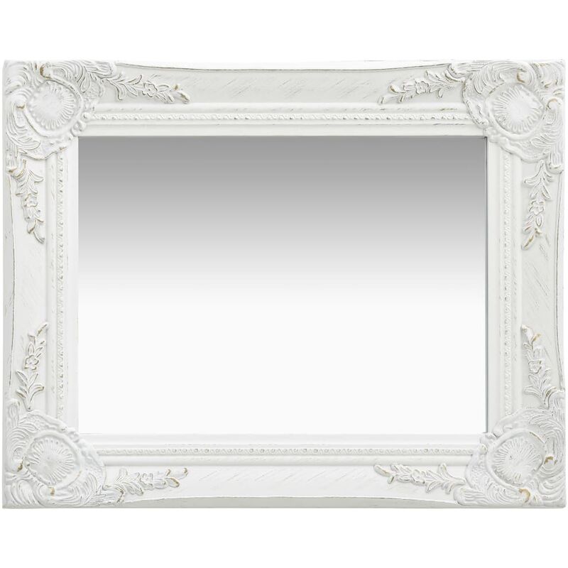 Décoshop26 - Miroir mural rectangulaire style baroque 50x40 cm Blanc DEC022850