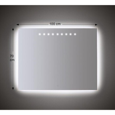 Miroir mural rétroéclairé à LED 100x70 cm avec sablage périphérique