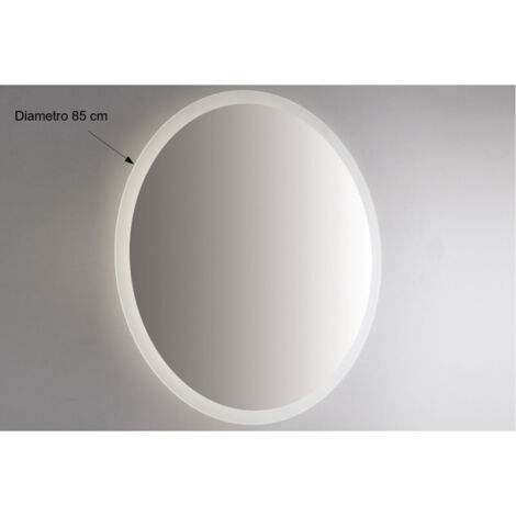 Miroir mural rétroéclairé à LED rond de 85 cm d'épaisseur 4 mm avec sablage périphérique