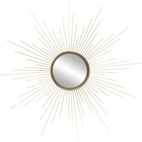 CEANOTHE Miroir Mural Rond 60 cm – Miroir Doré Forme de Soleil - Deco Chic Elégant – Miroir Rond Soleil Or – Marque Française