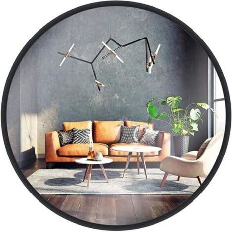 Miroir mural, rond, avec cadre en aluminium Miroir revêtu de téflon, diamètre 40, facile à assembler1PCS noir
