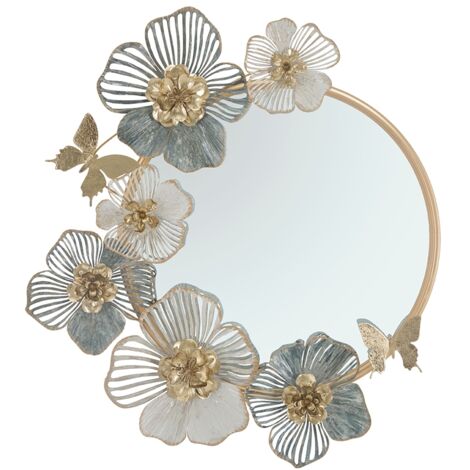 Miroir mural rond avec décorations florales 3D Amy