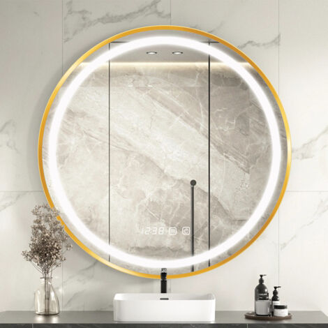 RELAX4LIFE Miroir Mural de Salle de Bain, Miroir avec Cadre en Métal