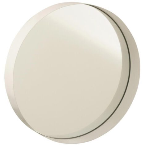 Miroir Mural Rond Déco "Bord Métal" 30cm Blanc