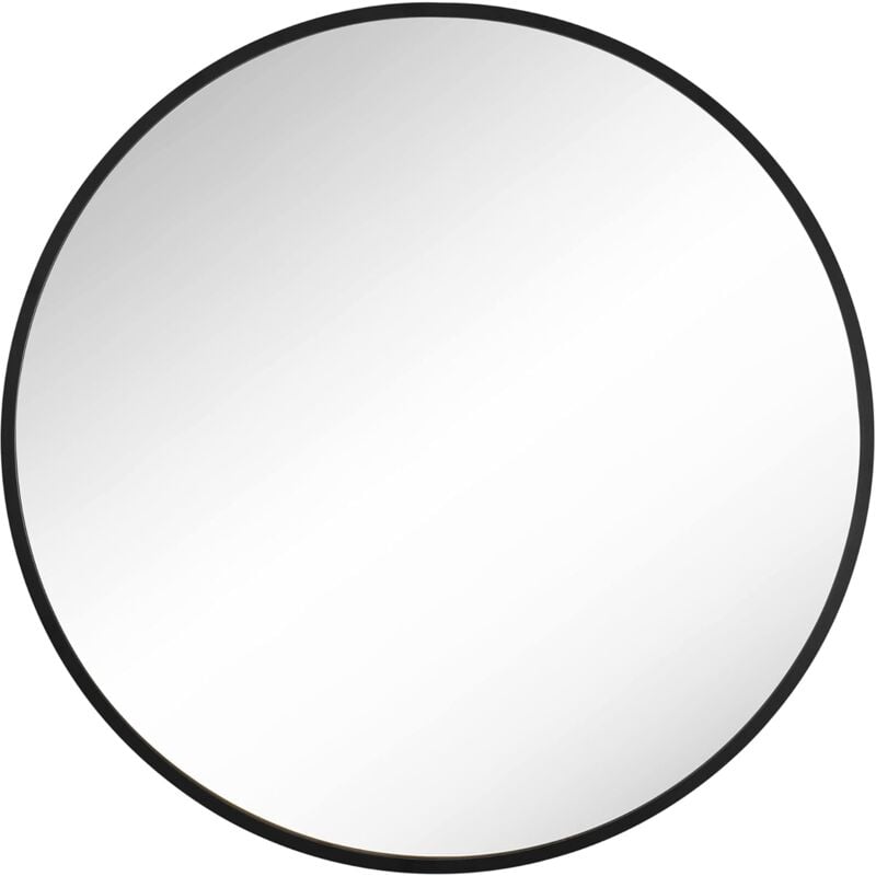 Miroir Mural Rond, Décoratif, Diamètre 61 cm, Cadre en Métal, pour Salon, Chambre, Salle de Bains, Entrée,Noir