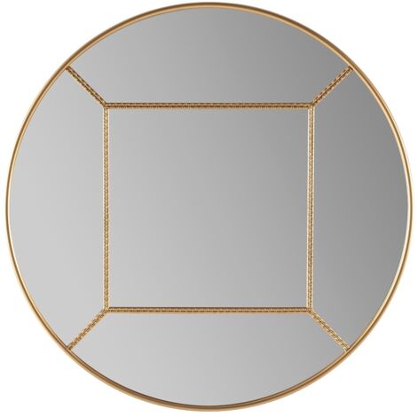 Miroir mural rond design en métal doré KALY - Ø 73cm