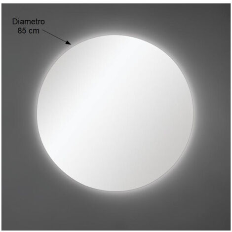 Miroir mural rond diamètre 85 cm épaisseur 4 mm avec éclairage LED