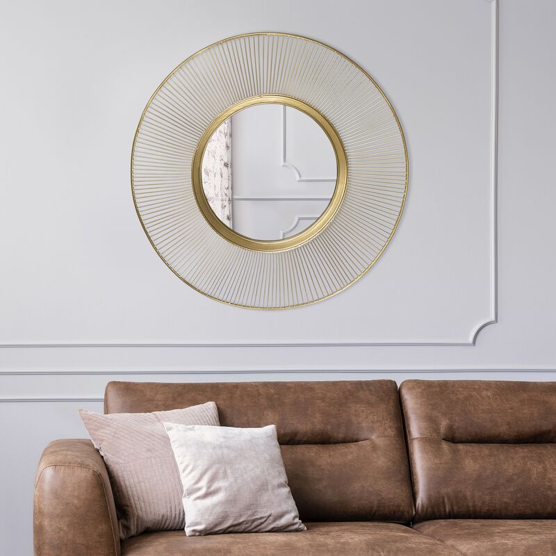 womo-design - miroir mural doré design belo horizonte ø 82 cm en verre avec cadre métallique miroir décoratif d'entrée maquillage coiffeuse pour