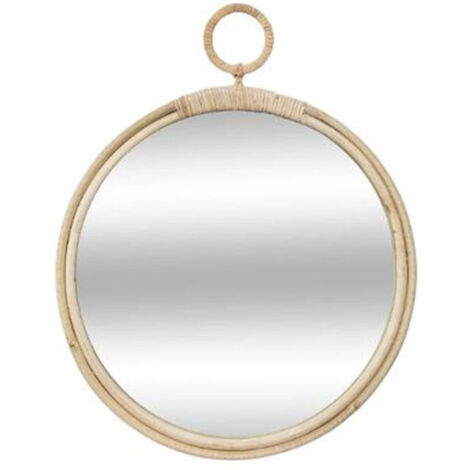 Miroir Mural Rond en Rotin "Kailua" 38cm Naturel