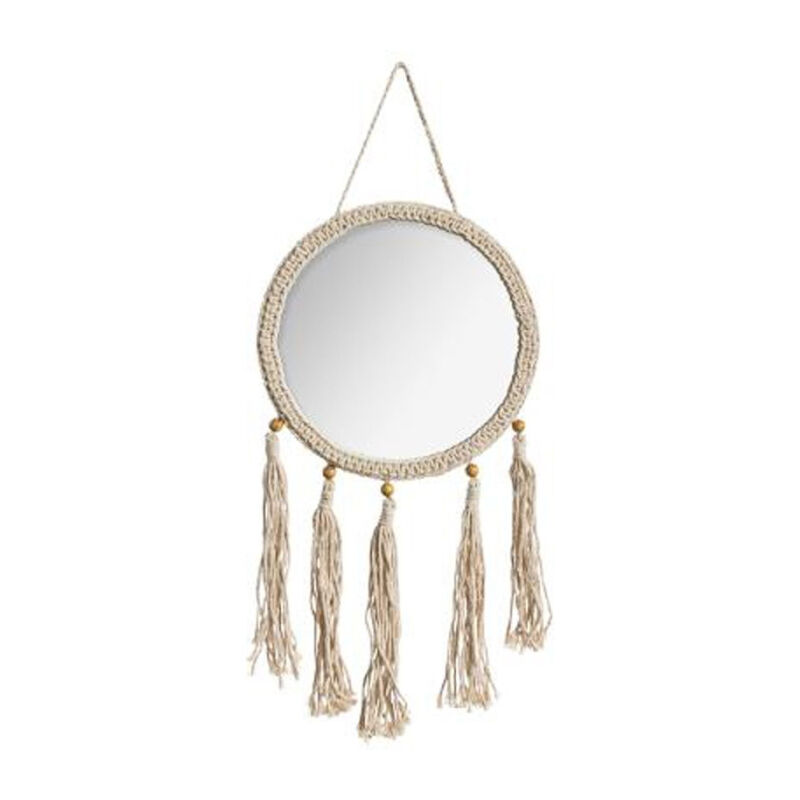 Atmosphera - Miroir Mural Rond à Franges 'Eté' 62cm Beige