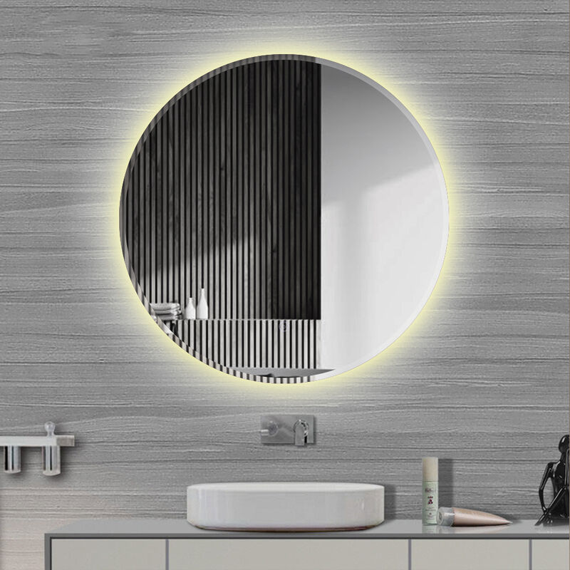 Wyctin - Miroir mural rond led pour salle de bain sans buée avec interrupteur tactile blanc chaude 80cm