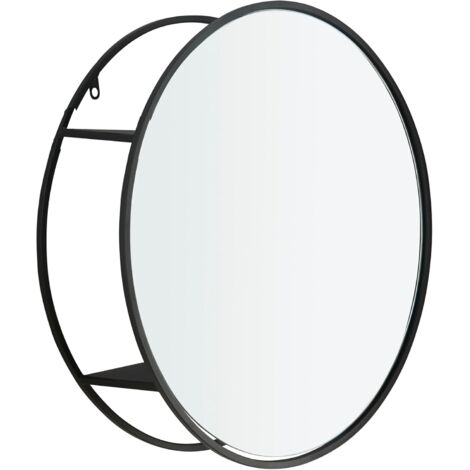 Miroir mural rond LOFT avec étagères