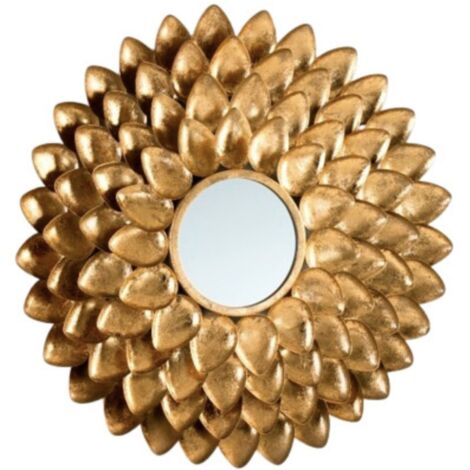 Miroir mural rond métal doré et verre Cailly D 73cm