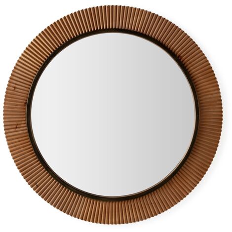 Miroir mural rond métal et bois bicolore VUNA – Ø 108cm