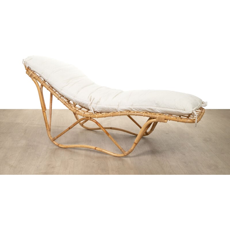 Fijalo - Chaise longue en rotin avec matelas