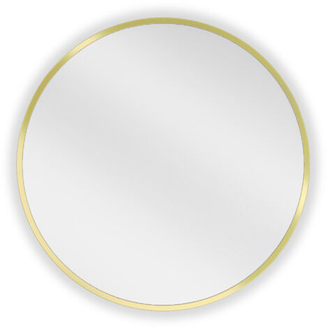 Miroir mural rond Silla, miroir salle de bain 55 cm, cadre design, Doré