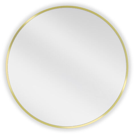Miroir mural rond Silla, miroir salle de bain 60 cm, cadre design, Doré