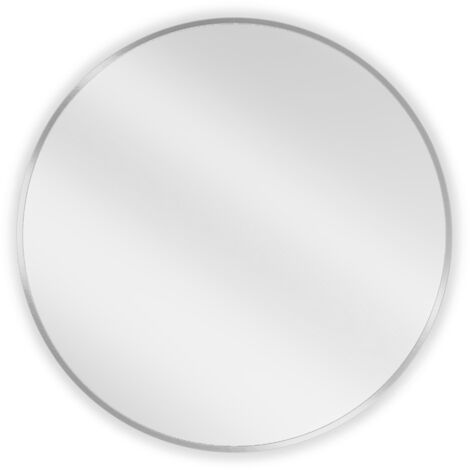 Miroir mural rond Silla, miroir salle de bain 70 cm, cadre design, Chromé