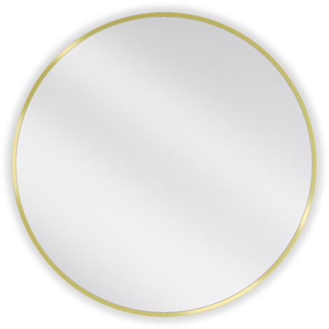 Miroir mural rond Silla, miroir salle de bain 75 cm, cadre design, Doré