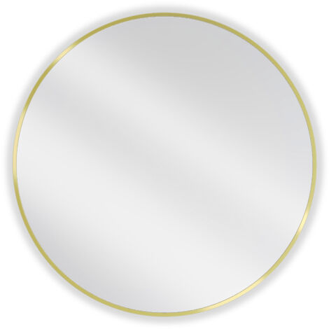 Miroir mural rond Silla, miroir salle de bain 80 cm, cadre design, Doré