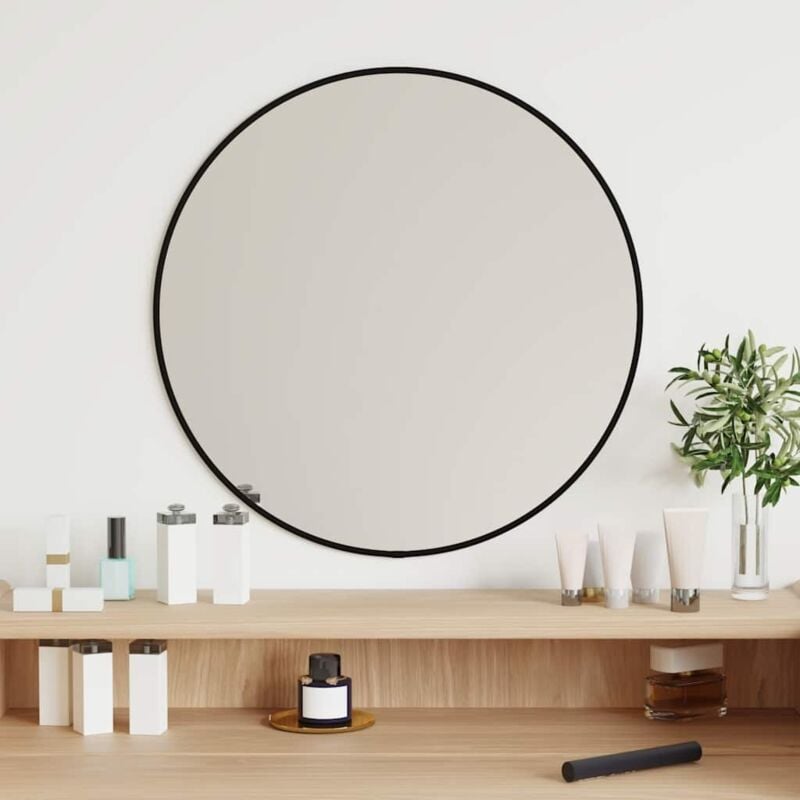 Miroir mural Noir ø 50 cm Rond Vidaxl