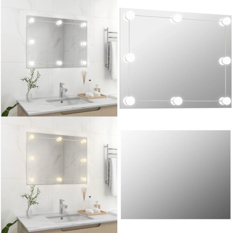 Vidaxl - Miroir mural sans cadre avec lampes led Rectangulaire Verre - miroir mural avec lampe led - miroirs muraux avec lampes led - Home & Living