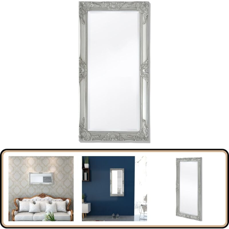 Vidaxl - Miroir mural style baroque 100x50 cm Argenté - Miroir Mural - Miroir Baroque - Miroir Vintage - Décoration Murale - Miroir Salle De Bain