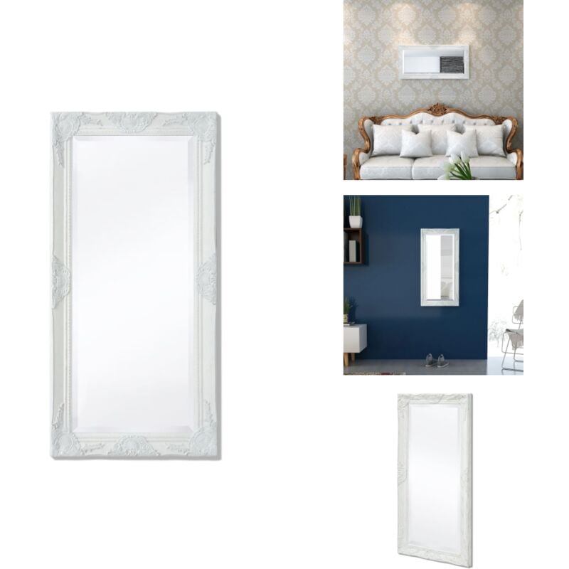 Vidaxl - Miroir mural style baroque 100x50 cm blanc - Miroir Mural - Miroir Baroque - Décoration Murale - Miroir Vintage - Miroir Design