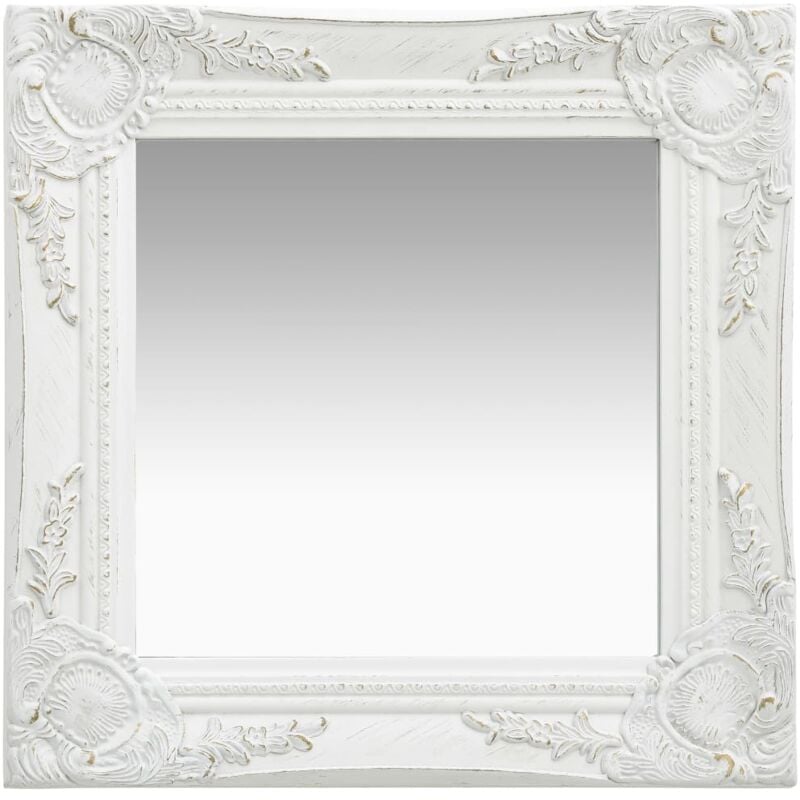 Miroir mural style baroque 40x40 cm Blanc