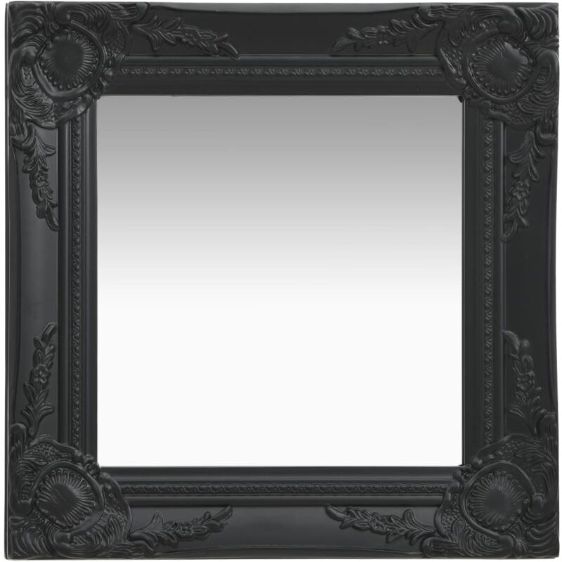 Miroir mural Conception anti-âge Cadre ornemental de style baroque 40 x 40 cm Couleur : NOIR