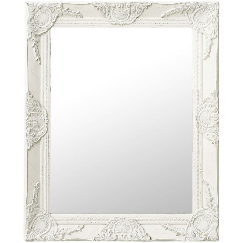 Miroir mural style baroque 50x60 cm Blanc Vidaxl