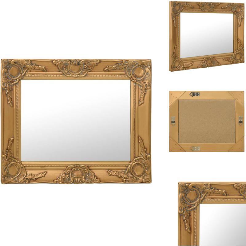 Vidaxl - Miroir mural style baroque 50x40 cm Doré - Miroir Mural - Miroir Baroque - Miroir Doré - Décoration Murale - Miroir Vintage