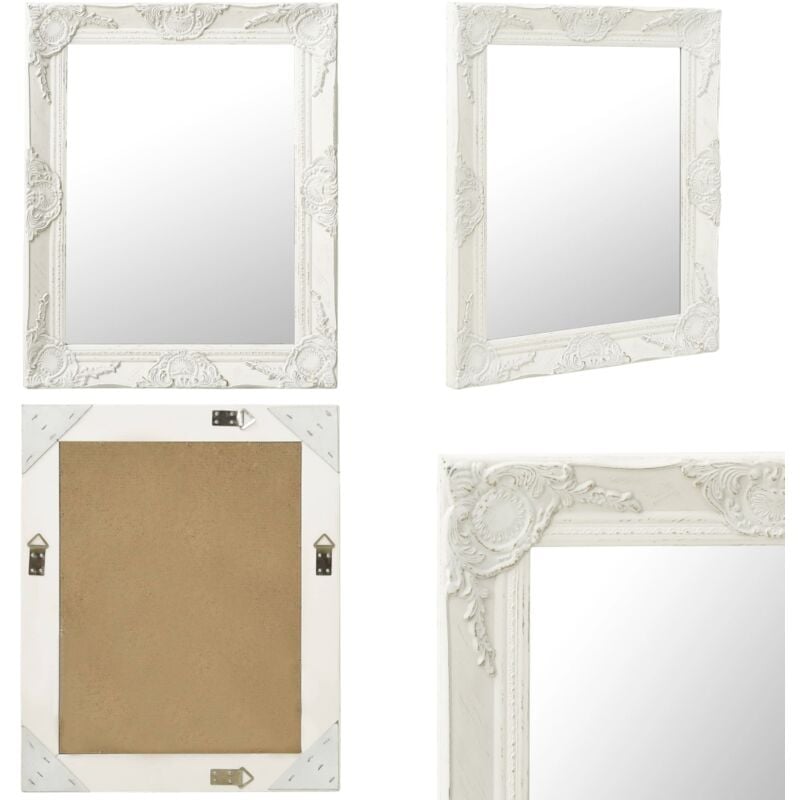 Miroir mural style baroque 50x60 cm Blanc - Miroir Mural - Miroir Baroque - Miroir Design - Décoration Murale - Miroir Salle De Bain - Home & Living