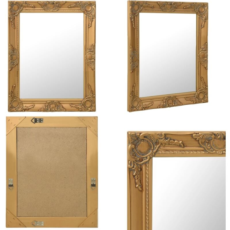 Vidaxl - Miroir mural style baroque 50x60 cm Doré - Miroir Mural - Miroir Baroque - Miroir Doré - Décoration Murale - Miroir Vintage - Home & Living