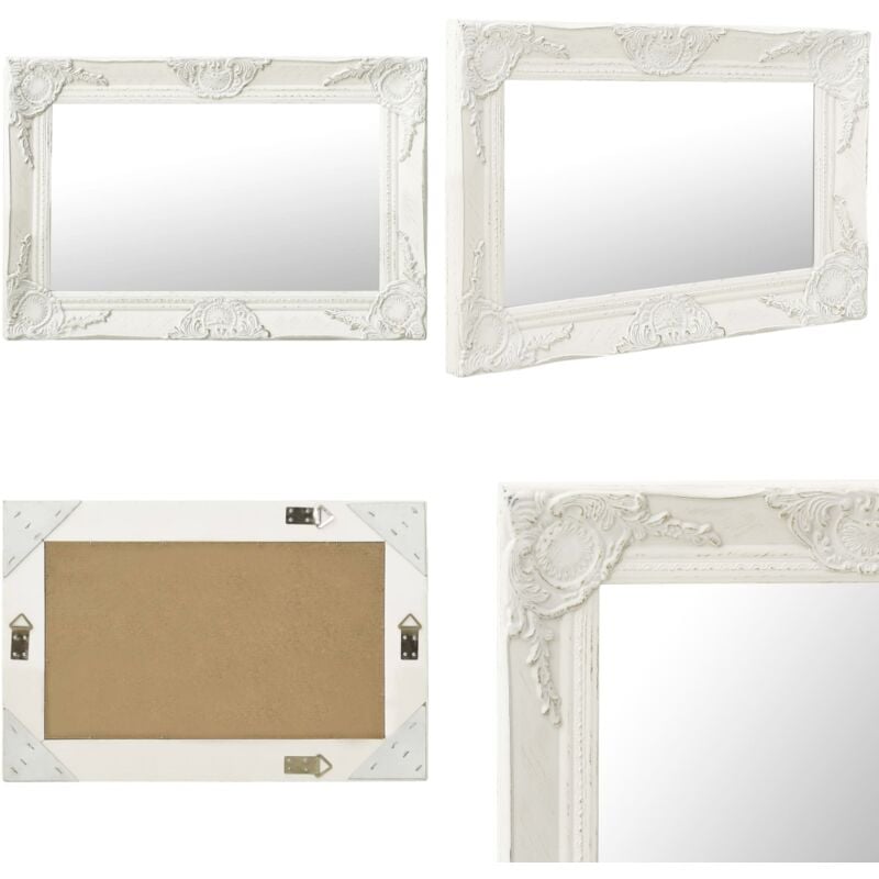 Vidaxl - Miroir mural style baroque 60x40 cm Blanc - Miroir Mural - Miroir Baroque - Miroir Vintage - Décoration Murale - Miroir Salle De Bain - Home