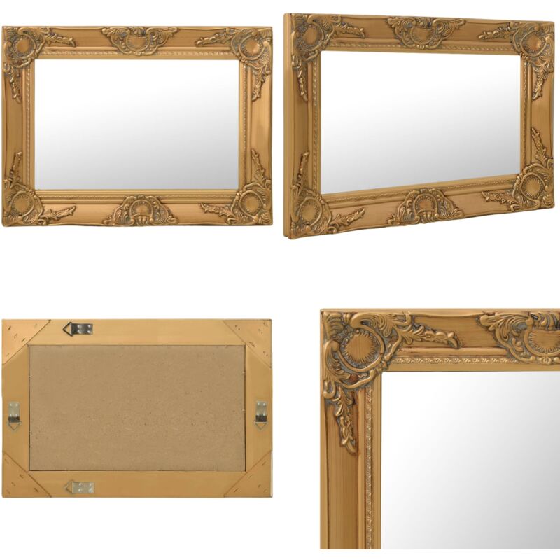 Vidaxl - Miroir mural style baroque 60x40 cm Doré - Miroir Mural - Miroir Baroque - Miroir Doré - Décoration Murale - Miroir Vintage - Home & Living