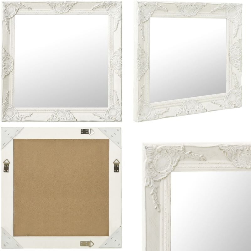 Vidaxl - Miroir mural style baroque 60x60 cm Blanc - Miroir Mural - Miroir Baroque - Miroir Design - Décoration Murale - Miroir Salle De Bain - Home