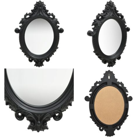 Miroir mural style château 56x76 cm Noir - Miroir Mural - Miroir Décoratif - Miroir Baroque - Miroir Oval - Miroir Vintage - Home & Living