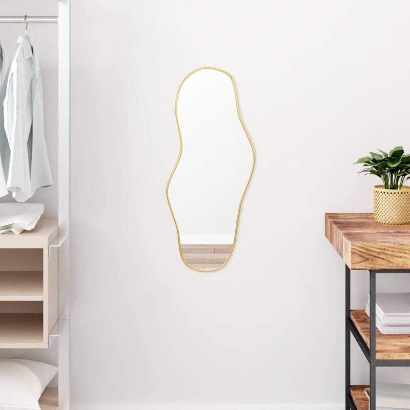 Vidaxl – Miroir mural doré 70x30 cm – Verre et cadre PVC – Épaisseur 4 mm – Pour espaces limités, décoration moderne